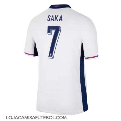 Camisa de Futebol Inglaterra Bukayo Saka #7 Equipamento Principal Europeu 2024 Manga Curta